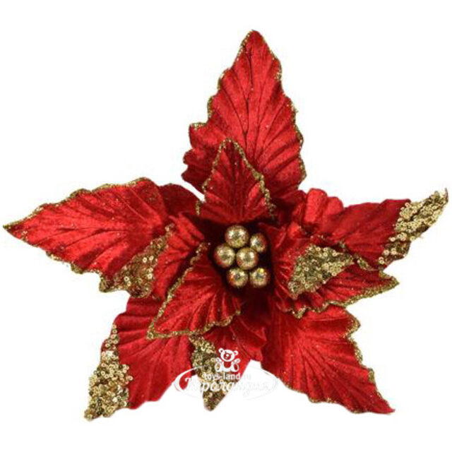 Пуансеттия Маркиза Сорренто 28 см, клипса Due Esse Christmas