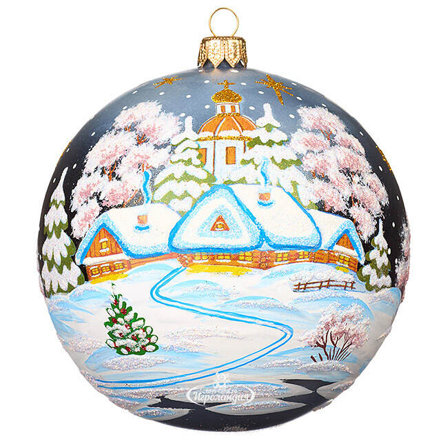 Стеклянный елочный шар Рождественская ночь 11 см черный Фабрика Елочка