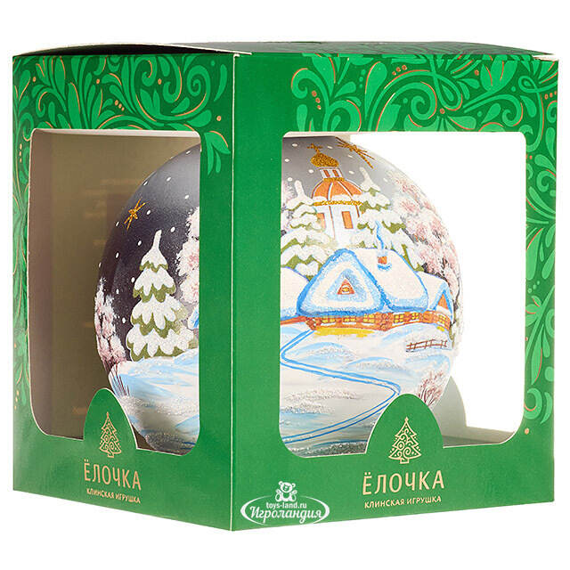 Стеклянный елочный шар Рождественская ночь 11 см черный Фабрика Елочка