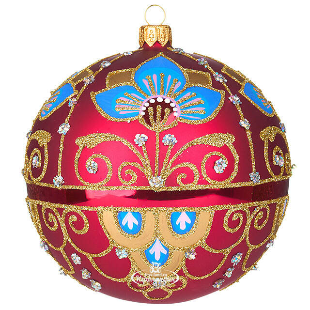 Стеклянный елочный шар Императорский 11 см бордовый Фабрика Елочка