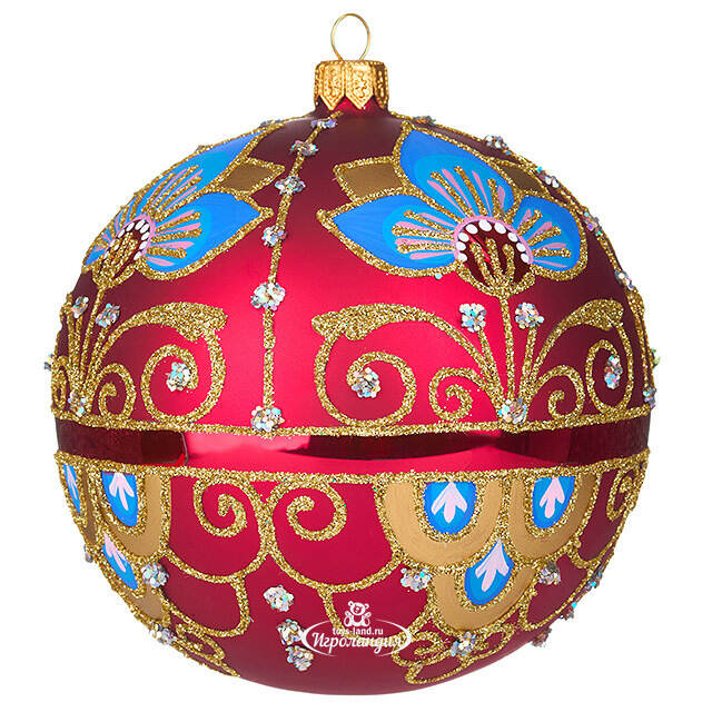 Стеклянный елочный шар Императорский 11 см бордовый Фабрика Елочка