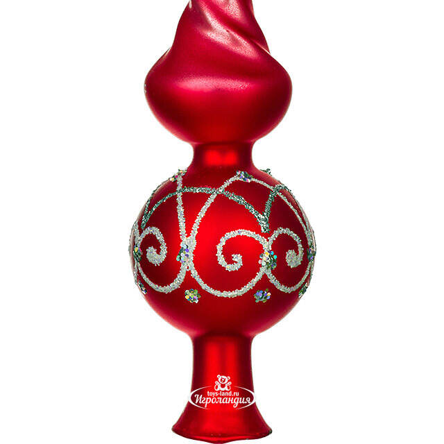 Верхушка Энергия 26 см красная, стекло Фабрика Елочка