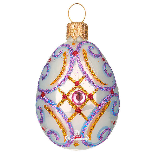 Набор стеклянных елочных игрушек Пасхальный сувенир 4 шт фиолетовый Фабрика Елочка
