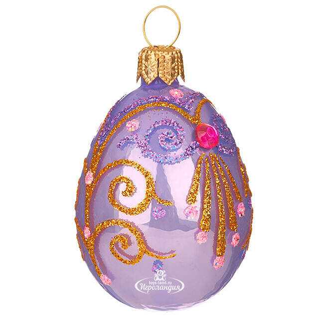 Набор стеклянных елочных игрушек Пасхальный сувенир 4 шт фиолетовый Фабрика Елочка
