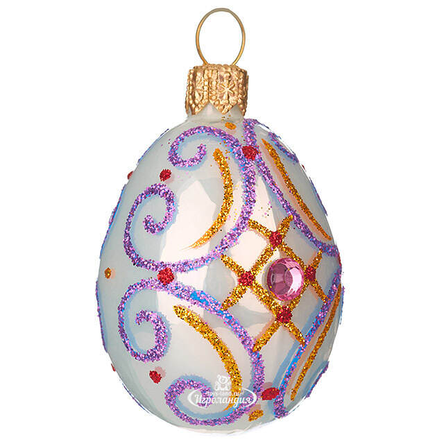 Набор стеклянных елочных игрушек Пасхальный сувенир 4 шт фиолетовый Фабрика Елочка
