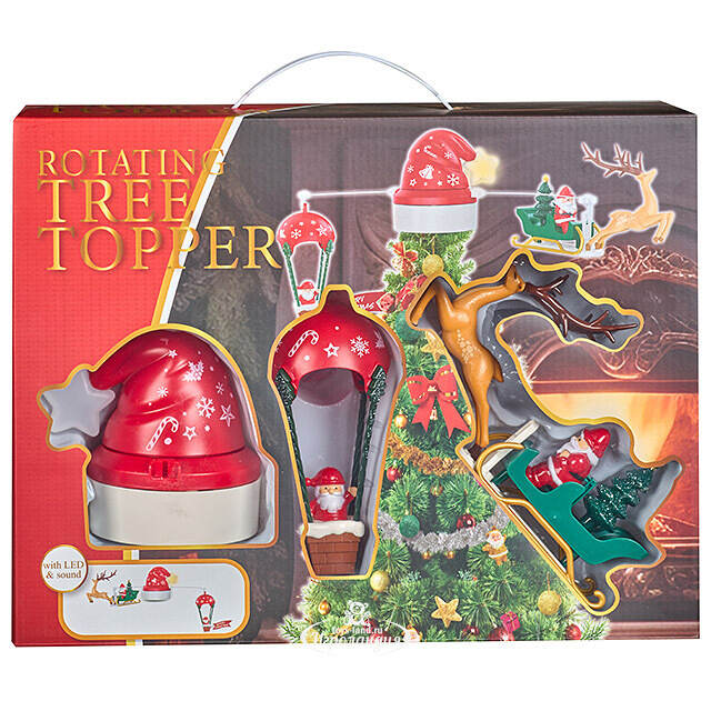 Светящаяся верхушка на елку Christmas Sleigh 74*35 см, с движением и музыкой, USB Koopman