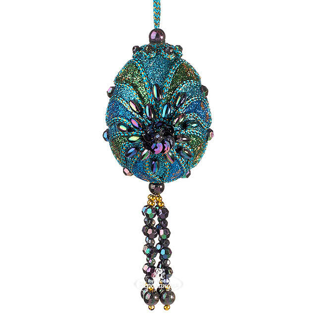 Елочная игрушка Лазуритовые Сокровища - цветок Фаберже 7 см, подвеска Kurts Adler