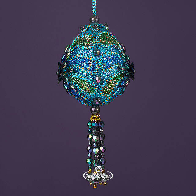 Елочная игрушка Лазуритовые Сокровища - цветок Фаберже 7 см, подвеска Kurts Adler