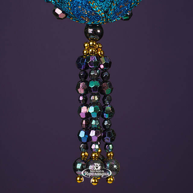 Елочная игрушка Лазуритовые Сокровища - цветок Фаберже 7 см, подвеска Kurts Adler