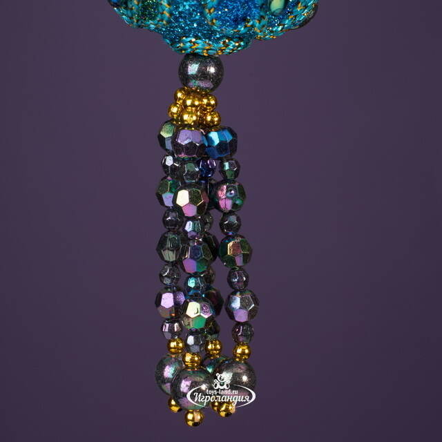 Елочная игрушка Лазуритовые Сокровища - четырехлистник Фаберже 7 см, подвеска Kurts Adler