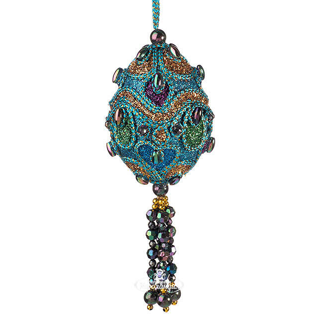 Елочная игрушка Лазуритовые Сокровища - волна Фаберже 7 см, подвеска Kurts Adler