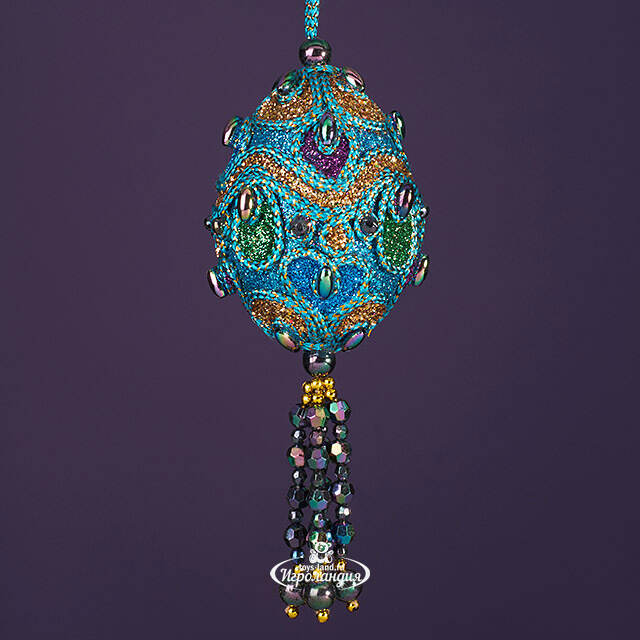 Елочная игрушка Лазуритовые Сокровища - волна Фаберже 7 см, подвеска Kurts Adler