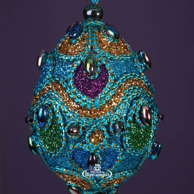 Елочная игрушка Лазуритовые Сокровища - волна Фаберже 7 см, подвеска Kurts Adler