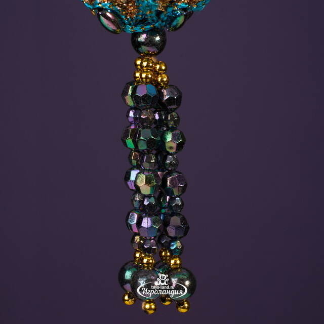 Елочная игрушка Лазуритовые Сокровища - волна Фаберже 7 см, подвеска Kurts Adler