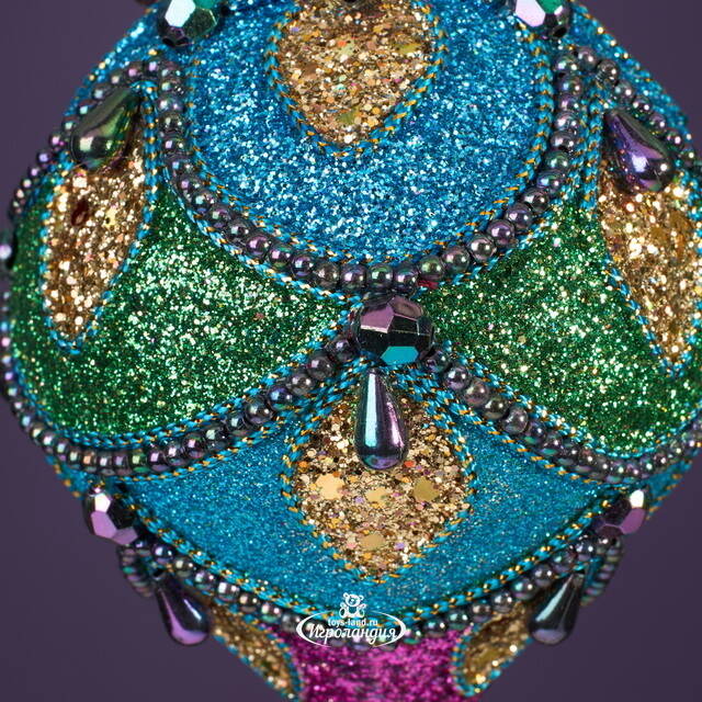 Винтажная елочная игрушка Шар - Павлиньи грезы 13 см, подвеска Kurts Adler