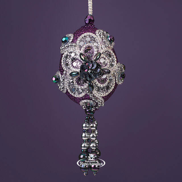 Винтажная елочная игрушка Яйцо - Royal Purpurra 10 см, подвеска Kurts Adler