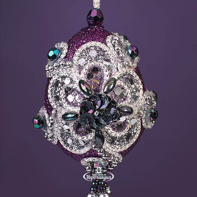 Винтажная елочная игрушка Яйцо - Royal Purpurra 10 см, подвеска Kurts Adler