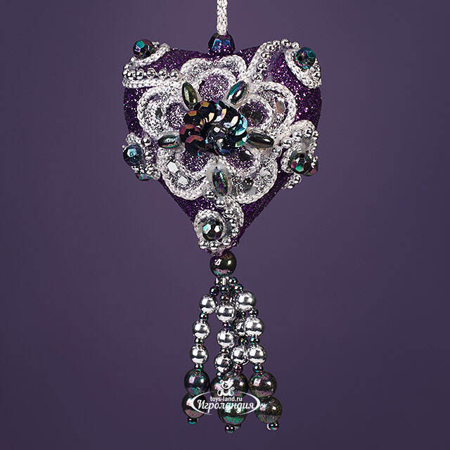 Винтажная елочная игрушка Сердце - Royal Purpurra 10 см, подвеска Kurts Adler