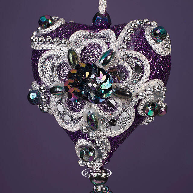 Винтажная елочная игрушка Сердце - Royal Purpurra 10 см, подвеска Kurts Adler