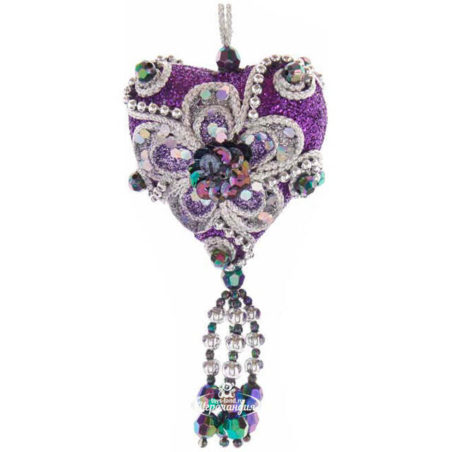 Винтажная елочная игрушка Сердце - Royal Purpurra 10 см, подвеска Kurts Adler