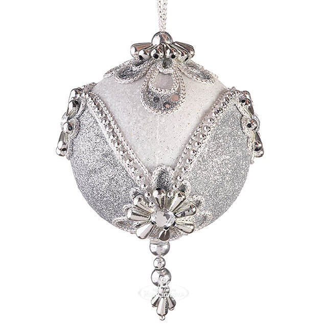Винтажный елочный шар Sinfonia Argento 15 см Kurts Adler