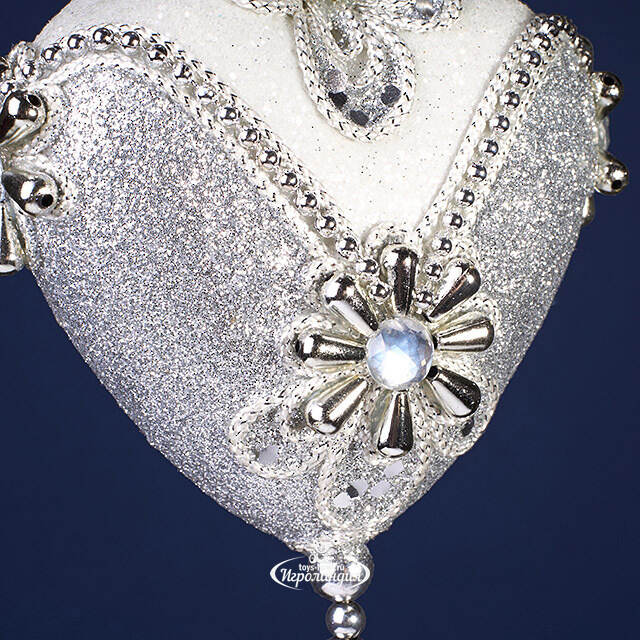 Винтажная елочная игрушка Сердце Sinfonia Argento 15 см, подвеска Kurts Adler