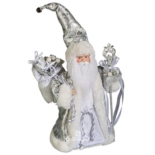 Дед Мороз в серебряной шубе и длинном колпачке 30 см Holiday Classics
