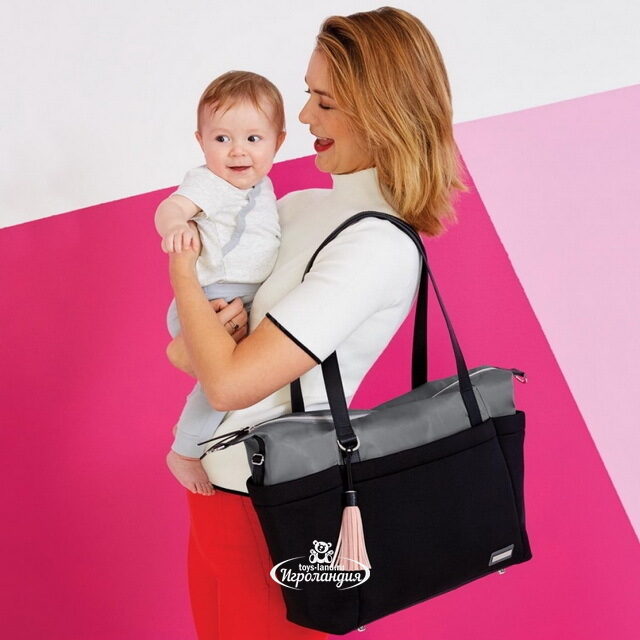 Сумка для мамы Nolita Diaper Tote 46*33 см черная с серым Skip Hop