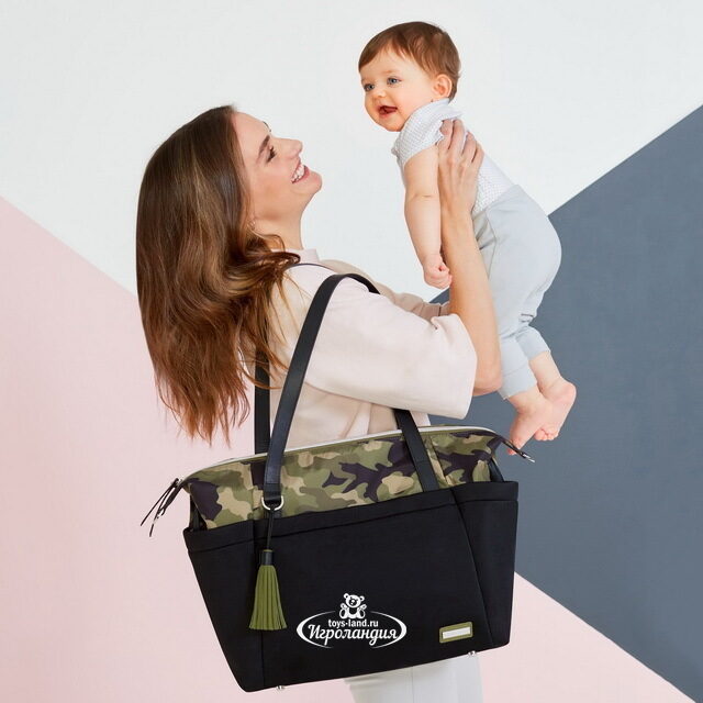 Сумка для мамы Nolita Diaper Tote 46*33 см черная с камуфляжным Skip Hop