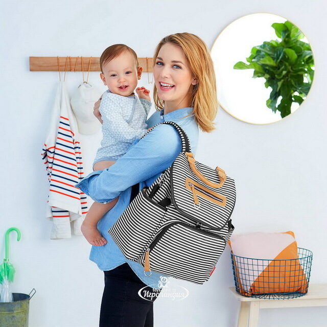 Рюкзак для мамы Grand Central 38*37 см в черную полоску Skip Hop (Скип Хоп)