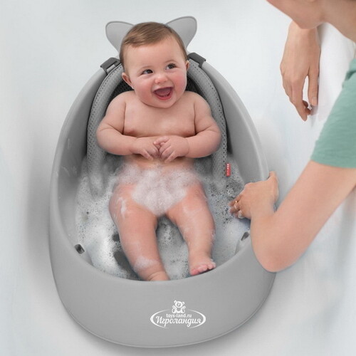 Детская ванна Китенок 70*48 см с 3 уровнями регулировки серая Skip Hop