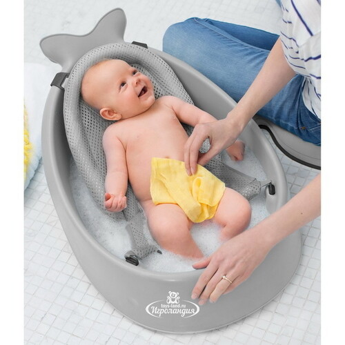 Детская ванна Китенок 70*48 см с 3 уровнями регулировки серая Skip Hop