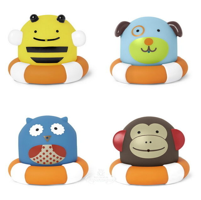 Игрушки-брызгалки для ванны Зверята-спасатели 6 см 4 шт Skip Hop (Скип Хоп)