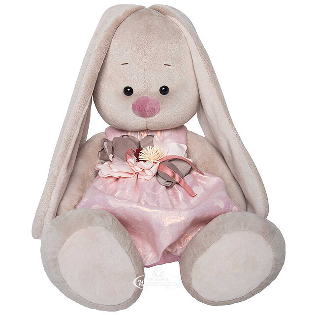 Мягкая игрушка Зайка Ми в розовом платье с цветком 34 см коллекция Город Budi Basa (Буди Баса)