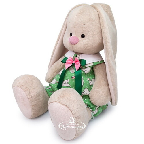 Мягкая игрушка Зайка Ми в зелёном комбинезоне с кроликами 34 см Budi Basa