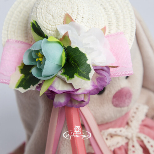 Мягкая игрушка Зайка Ми в бледно-розовом платье и шляпке с цветами 18 см коллекция Город Budi Basa