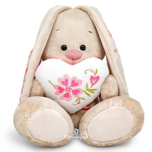 Мягкая игрушка Зайка Ми с сердцем 23 см, коллекция Розовые лепестки Budi Basa