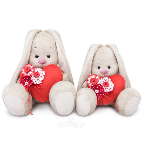 Мягкая игрушка Зайка Ми с красным сердечком 18 см коллекция Город Budi Basa
