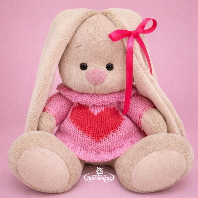 Мягкая игрушка Зайка Ми в свитере с сердцем 15 см коллекция Малыши Budi Basa