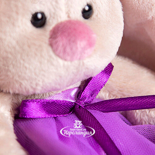 Мягкая игрушка Зайка Ми в веночке и в фиолетовом платье 15 см коллекция Малыши Budi Basa