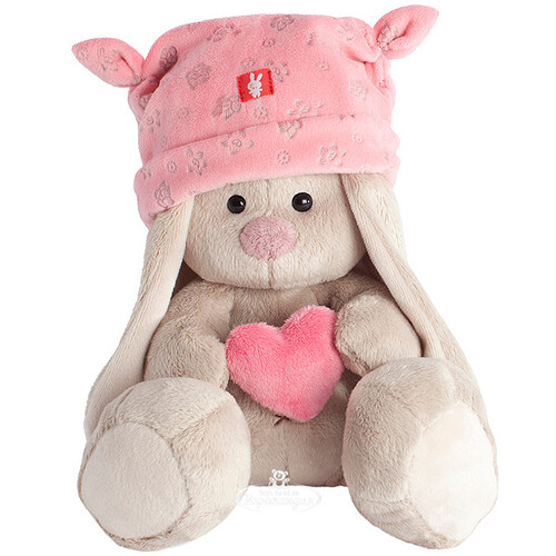 Мягкая игрушка Зайка Ми в розовой шапочке с сердечком 15 см, коллекция Малыши Budi Basa