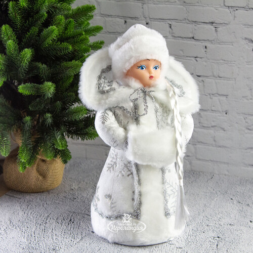 Фигура Снегурочка - Зимняя красавица в серебристой шубке 35 см Батик