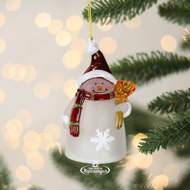 Светящаяся елочная игрушка Снеговик 10 см, на батарейке, RGB, подвеска Snowhouse
