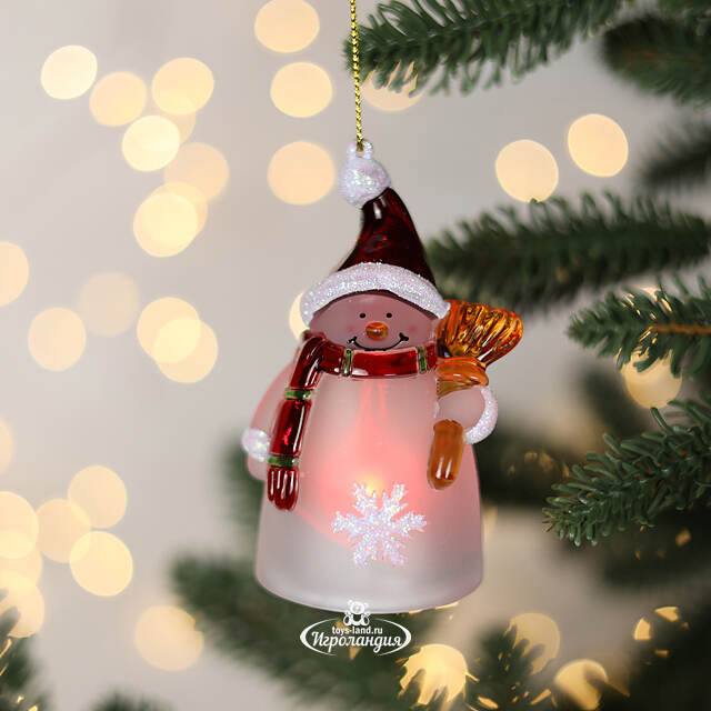 Светящаяся елочная игрушка Снеговик 10 см, на батарейке, RGB, подвеска Snowhouse