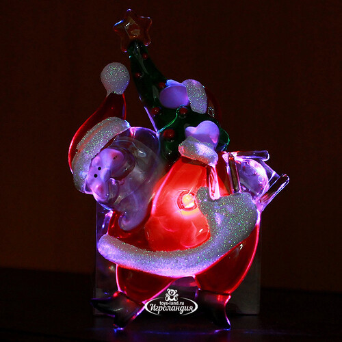 Светящееся украшение на присоске Санта с Елочкой 13 см, RGB на батарейке Snowhouse