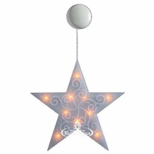 Светящееся украшение на присоске Звезда 25*30 см, 10 теплых белых LED ламп на батарейке Snowhouse