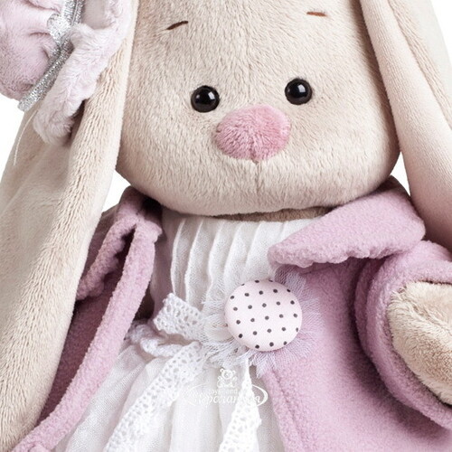 Мягкая игрушка Зайка Ми в фиолетовом пальто и белом платье 32 см, коллекция Винтаж Budi Basa