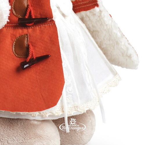 Мягкая игрушка Зайка Ми в дубленке и белом платье 25 см, коллекция Винтаж Budi Basa