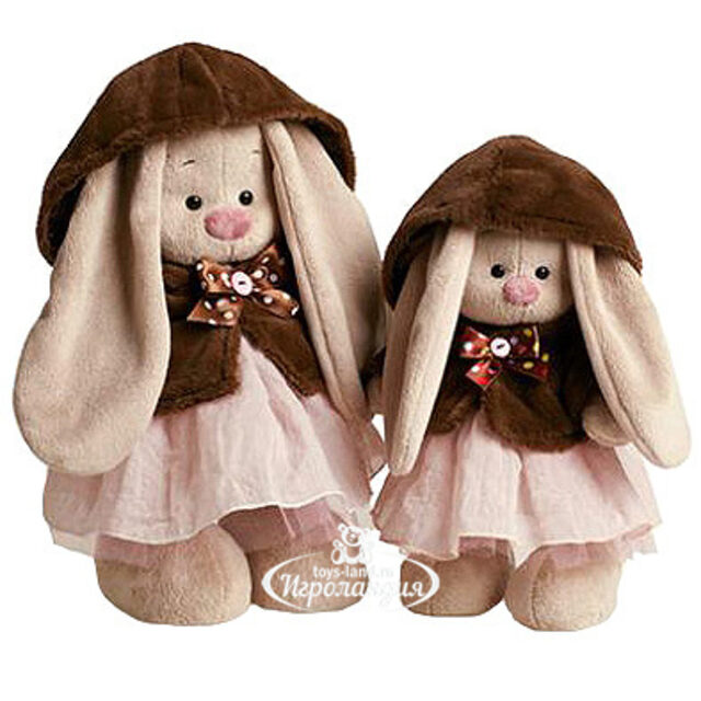 Мягкая игрушка Зайка Ми в коричневой шубке и розовом платье 32 см, коллекция Винтаж Budi Basa