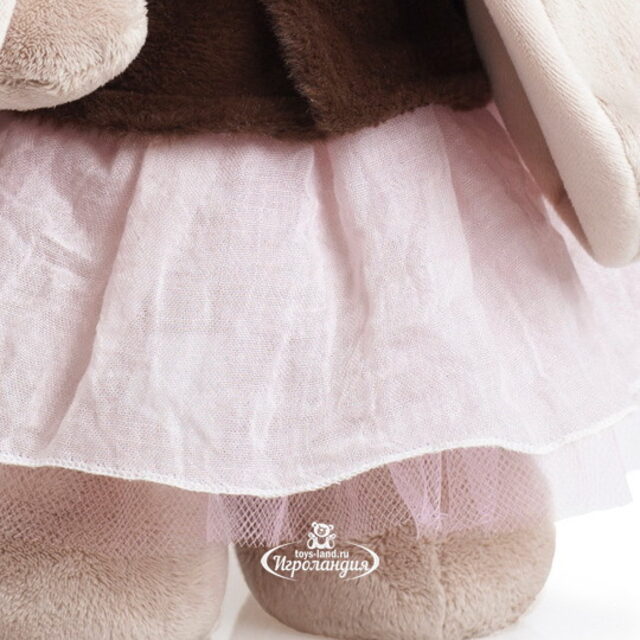 Мягкая игрушка Зайка Ми в коричневой шубке и розовом платье 32 см, коллекция Винтаж Budi Basa